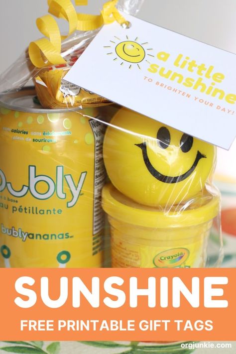 A Little Sunshine to Brighten Your Day ~ Free Printable Sunshine Gift Tags Scatter Sunshine Printable, Bag Of Sunshine, Ministering Lds, Juicy Fruit Gum, Outreach Ideas, Sunshine Committee, Sunshine Printable, Box Of Sunshine, Free Printable Tags