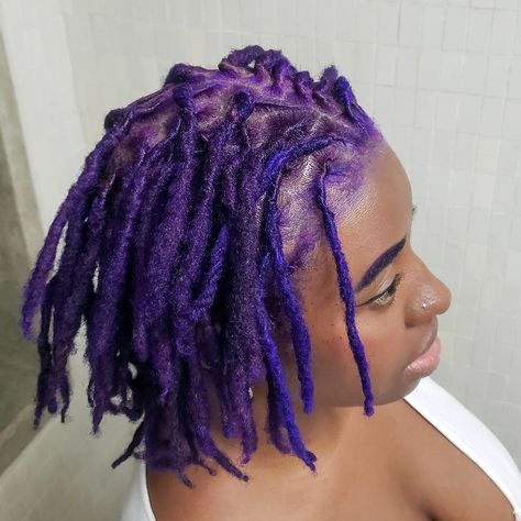 Purple Locs Black Women Natural Hair, Dark Blue Dreads Black Women, Dark Purple Locs, Purple Locs Black Women, Lavender Locs, Colors Locs, Locs Purple, Locs For Black Women, Woman Dreadlocks