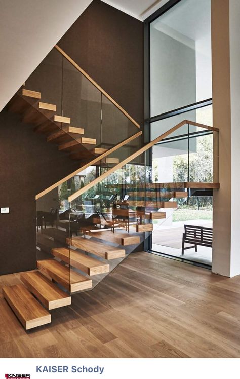 Modern Staircase Railing, Staircase Contemporary, Modern Staircase Design, تحت الدرج, Staircase Design Ideas, Asma Kat, Modern Stair Railing, Contemporary Stairs, Glass Stairs