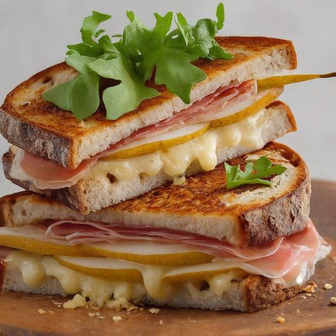 Grilled Cheese with Pear and Prosciutto Recipe - Instacart Grilled Cheese With Prosciutto, Brie Pear Prosciutto Sandwich, Pear Prosciutto Blue Cheese Appetizer, Mozzarella And Prosciutto Sandwich, Pear Blue Cheese Prosciutto, Pear And Prosciutto, Prosciutto Recipe, Prosciutto Recipes, Gourmet Grilling