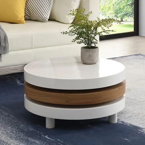 Rotating Coffee Table, Extendable Coffee Table, Tree Furniture, Water Carafe, Beds & Bed Frames, High Gloss White, Oak Color, White Paneling, Nesting Tables