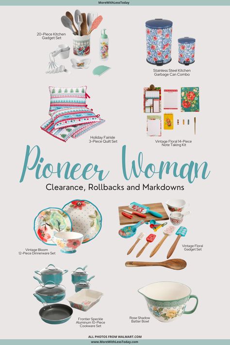 collage of Pioneer Woman clearance items at Walmart Pioneer Woman Decor, Pioneer Woman Walmart, Pioneer Woman Kitchenware, Pioneer Woman Kitchen Design, Pioneer Woman Dishes, The Pioneer Woman, Ceramic Crock, Pioneer Woman Kitchen, Batter Bowl