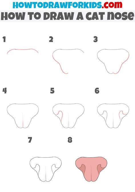 how to draw a cat nose step by step How To Draw A Cats Face Step By Step, Cat Nose Reference, Drawing Cat Eyes Step By Step, How To Draw Cat Mouth, Animal Noses Drawing, How To Draw A Cat Eye, How To Draw Cat Eyes Step By Step, Draw A Cat Step By Step, How To Paint A Cat Step By Step