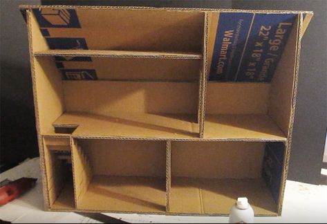 Make a Cardboard Dollhouse Part 8 Cardboard Dollhouse Diy, Cardboard Dollhouse Furniture, Terraria Tips, Paper Castle, Cardboard Dollhouse, Cardboard Diy, Nature Projects, Paper Games, Military Diorama