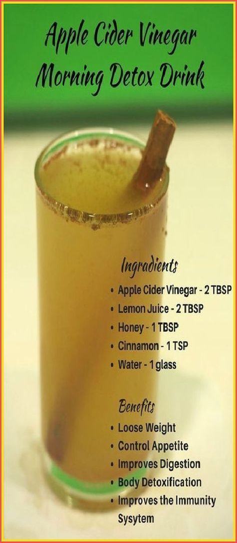 Drink This Before Going To Bed To Lose Weight Every Day! Morning Detox Drink, Apple Cider Vinegar Morning, Vinegar Drinks, Full Body Detox, Body Detoxification, Apple Cider Vinegar Drink, Baking Soda Beauty Uses, Apple Cider Benefits, Smoothie Detox