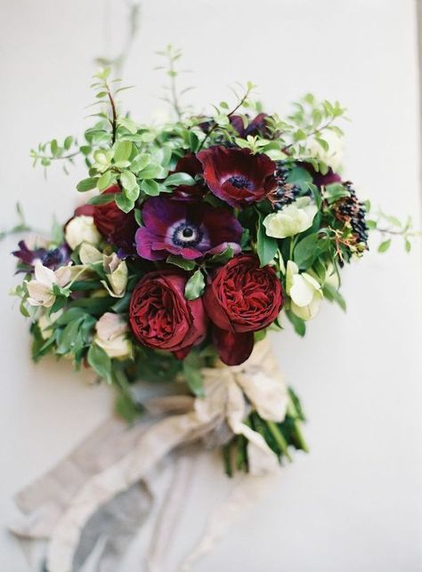 Rich Purple and Marsala Wedding Flowers Marsala Wedding Flowers, Garden Rose Bouquet, Romantic Outdoor Wedding, Marsala Wedding, Outdoor Wedding Inspiration, Wedding Bouquet Ideas, Beautiful Bouquets, Bouquet Inspiration, Wedding Flower Ideas