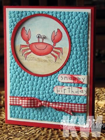 Mr. Crab by KarrieLyne - Cards and Paper Crafts at Splitcoaststampers Close To My Heart Cardmaking Workshop Beack Party, Crab Cards Handmade, Crab Quotes Beach, Crab Meme, Ctmh Seaside Greetings Cards, Fishing Cards, Nautical Cards, Beach Cards, Birthday Stamps