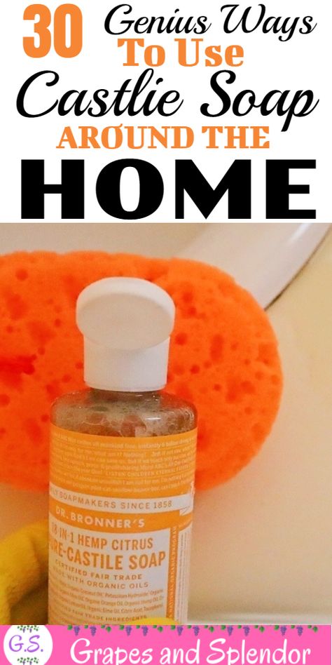 Castile soap is a great home product made of natural ingredients and is good for the environment. Castile soap can be used to replace many household products such as cleaners and detergents that are bad for the environment and for our health. Here are 30 genius ways to use castile soap around your home. #castilesoap #waystousecastilesoap #homeusesofcastilesoap #cleaningtipswithcastilesoap #castilesoapcleaninghacks #cleaninghackswithcastilesoap #cleaninghacks #cleaningtips Homemade Dishwasher Soap, Best Bar Soap, Citrus Soap, Bath Melts, Best Bar, Diy Cleaning Hacks, Homemade Soap Recipes, Dishwasher Soap, Lavender Soap