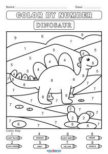 Activity Pages For Kids Free Printables, Free Color By Number, Number Worksheets Kindergarten, Color By Number Printable, Kindergarten Colors, Preschool Colors, Numbers For Kids, Numbers Preschool, Dinosaur Coloring Pages