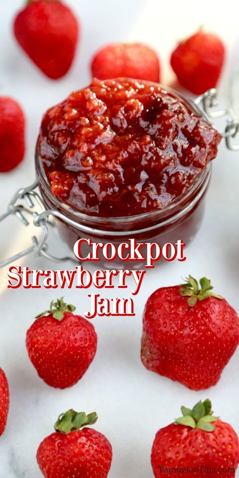 Slow Cooker Jam Recipes, Crockpot Strawberry Butter, Slow Cooker Strawberry Jam, Crockpot Strawberry Jam, Crockpot Jelly Recipes, Crockpot Jam Recipes, Crockpot Jam, Raspberry Jam No Pectin, Jam For Canning