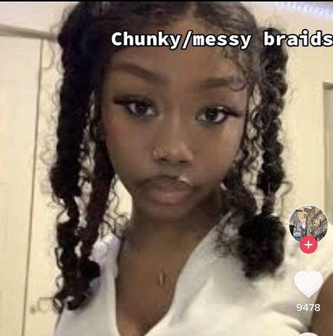 Black Hair Pigtails, Curly Hair Space Buns, Blk Hairstyles, Curly Pigtails, Large Braids, Hair Pigtails, Short Natural Hair, 4a Hair, Hairstyle Idea