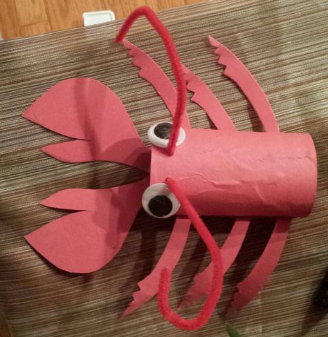 Toilet paper roll craft - red lobster crab Lobster Crafts, Crab Craft, Toilet Paper Roll Craft, Crab Crafts, Kids Toilet, Roll Craft, K Crafts, Toilet Paper Roll Crafts, Animal Crafts For Kids