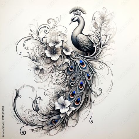 Peacock Shoulder Tattoos For Women, Peacock Hand Tattoo, Tattoo On Thigh For Women, Blue Jay Tattoo, Apply Concealer, Half Sleeve Tattoos Drawings, Card Tattoo Designs, Peacock Feather Tattoo, Peacock Tattoo