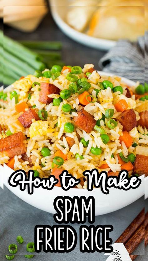 This Spam fried rice is made with seared Spam, eggs, vegetables and rice, all cooked together with seasonings to make a quick and easy meal. Egg Fried Rice Recipe Easy, Spam Recipes Dinners, Recipes Using Rice, Spam Fried Rice, Vegetables And Rice, Spam Recipes, Fried Rice Recipe Easy, Riced Veggies, Easy Rice Recipes