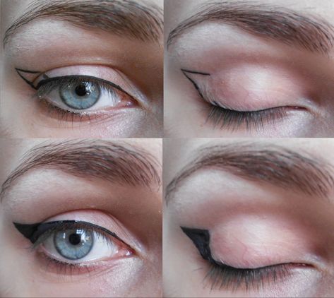 Makeup For Hooded Eyelids, Hooded Eyes Tutorial, Eye Eyeliner, Winged Eyeliner Makeup, Hooded Eye Makeup Tutorial, Eyeliner Shapes, Eyeliner For Hooded Eyes, Winged Eyeliner Tutorial, Hooded Eye Makeup