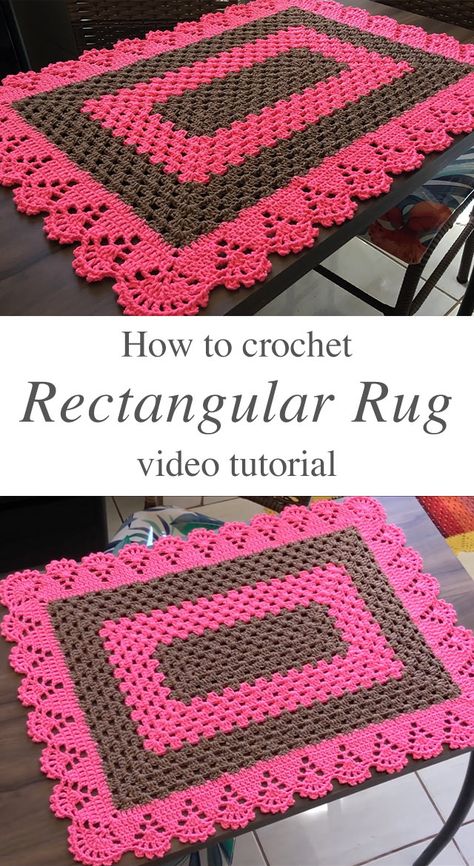 Crochet Rectangular Rug For You Home Decor | CrochetBeja Small Crochet Rug Pattern Free, Free Crochet Rug Patterns Simple, Crochet Granny Square Rug Free Pattern, Crochet Shaggy Rug, Crochet Bathroom Rugs Free Patterns Easy, Crochet Rectangle Rug Pattern Free, Crochet Throw Rugs, Crochet Home Decorating, Crocheted Rugs Patterns Free