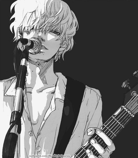 He sang an we sang with him; because  the horror of the chaos of this world had left us all horse mentally...it was all any of use could think to do...music saves An Anime, Anime Character, A Man, We Heart It, Singing, Guitar, Lost, Anime