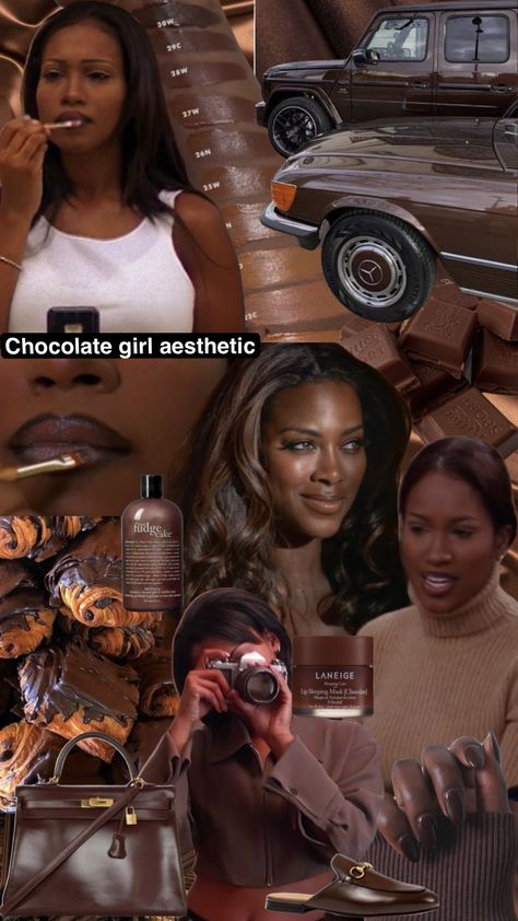 Chocolate Girl aesthetic🤎 #brown #classy #chocolategirlaesthetic #brownbabe #taylajaybeauty #brownhair #coffee #brownmakeup #vintageglam #90sbeauty Chocolate Girl Aesthetic, Choco Aesthetic, Obsession Aesthetic, Choco Girl, Espresso Makeup, Baddie Energy, Vision Collage, Chocolate Aesthetic, Virgo Rising