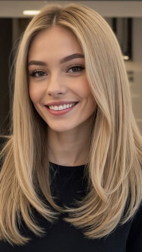 Layers In Fine Hair, Layers For Blonde Hair, Medium Hair Cuts Idea, Haircuts Fine Straight Hair, Small Layers Medium Hair, Simple Haircut For Long Hair Straight, Haïr Cut Straight Hair, Layered Straight Hair Medium, Long Straight Haircut Ideas