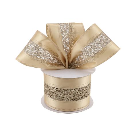 PRICES MAY VARY. [Christmas Ribbon]: Wired champagne ribbon is 2.5" wide and 10 yards /30 feet long. [Nice Finished Edge]: Champagne ribbon is made with strong wired edge to provide shape and structure, won't unravel and is amazing to work with. [Champagne Wired Ribbon]: Champagne gold satin ribbon, with glitter mesh in the middle, it is absolutely dreamy, perfectly on trend for this holiday decoration themes. [Champagne Ribbon for Christmas Tree]: Beautiful champagne gold christmas ribbon, make Elegant Tree Topper Ideas, Champagne And Grey Wedding, Champagne Christmas Decor, White And Gold Christmas Decor, Ribbon Tree Topper, Metallic Christmas Decor, Ribbon For Christmas Tree, Staircase Wedding, Tree Topper Bows