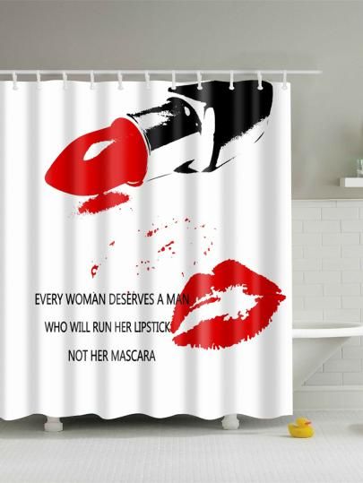 Shop Lipstick Shower Curtain With Hook 12pcs online. SheIn offers Lipstick Shower Curtain With Hook 12pcs & more to fit your fashionable needs. Lipstick Letter, Waterproof Lipstick, Bathroom Shower Curtain, Shower Curtain Bathroom, Curtain Bathroom, Dark Lips, Shower Curtain Hooks, Plastic Hooks, Romantic Valentine