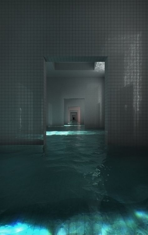 poolrooms Dreams Core Aesthetic, The Backrooms, Dreamscape Architecture, Eerie Places, Dreamcore Aesthetic, Weirdcore Aesthetic, Water Aesthetic, Dreamcore Weirdcore, Pool Rooms