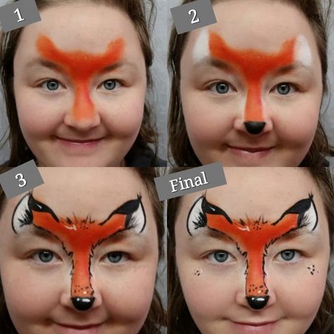 This has to be my favorite design i’ve done, it’s SO easy and very quick, you can do this to just about any animal but foxes are just so darn cute! Items Used: Fox Face Paint, Easter Face Paint, Easy Face Painting Designs, Animal Face Paintings, Face Painting Tips, Christmas Face Painting, Face Painting Tutorials, Face Painting Easy, Kids Face Paint