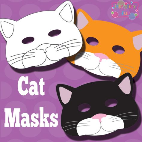 2ND GRADE "Dewey: There's a Cat in the Library"-Printable Cat Mask Templates Printable Masks For Kids, Animal Masks For Kids, Cat Masks, Masks For Kids, Printable Masks, Cat Coloring, Cat Activity, Masks Crafts, Mask Template