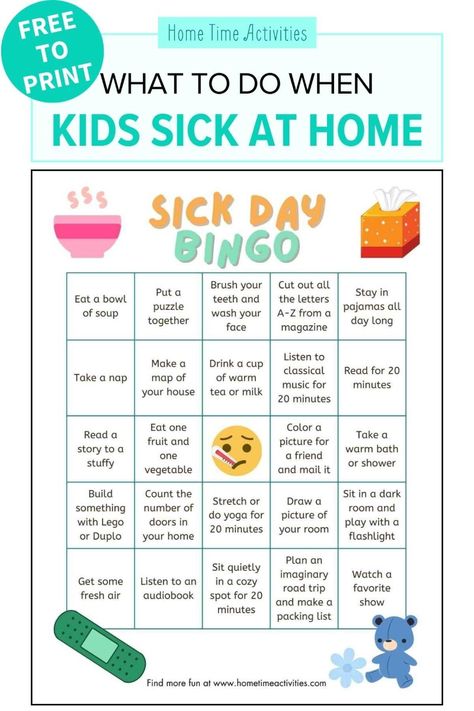 Sick Day Schedule, Toddler Sick Day Activities, Fun Things To Do When Sick, Sick Day Activities For Kids, What To Do When Sick At Home, Things To Do When Sick At Home, What To Do When Sick, Sick Day Activities, Weekend Activities For Kids