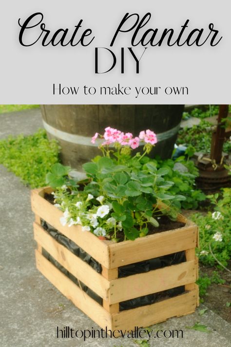 Wood Crate Planter Ideas, Wooden Crate Garden Ideas, Wooden Crate Planter Ideas, Wooden Crate Planters, Crate Planters Ideas, Wood Crate Planter, Wooden Crates Garden, Ikea Crates, Making Raised Beds