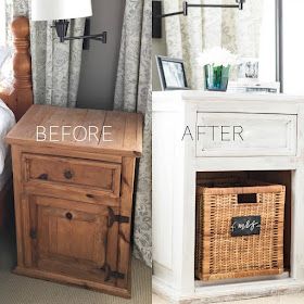 Painting Nightstand Ideas, Nightstand Ideas Bedside Tables, White Washed Bedside Table, Chalk Paint Dining Table, Pine Furniture Makeover, Bedside Table Makeover, Mexican Pine Furniture, Rustic Pine Furniture, Pine Bedside Table