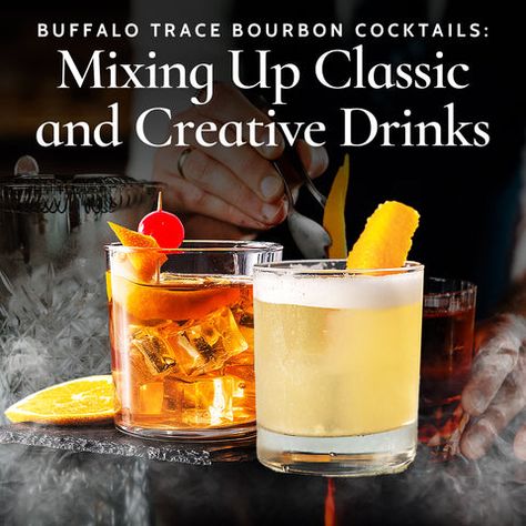 Dive into Buffalo Trace Bourbon's mixology! Sip on timeless classics, savor modern marvels, and elevate... Buffalo Trace Bourbon, Southern Cocktail, New York Sour, Creative Drinks, Spicy Cocktail, Buffalo Trace, Aromatic Bitters, Kentucky Straight Bourbon Whiskey, Straight Bourbon Whiskey