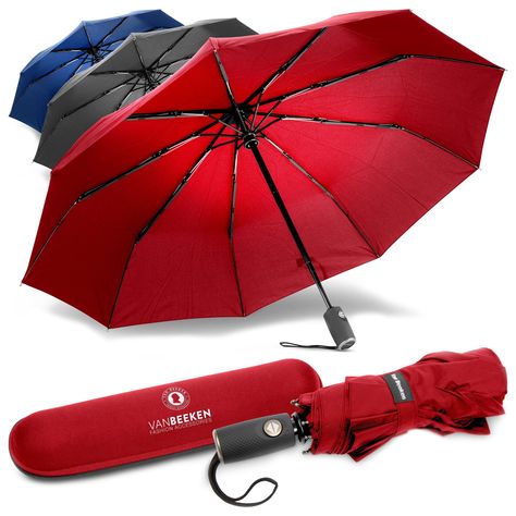 PRICES MAY VARY. Easy Auto Open Close; The VAN BEEKEN light and windproof umbrella has an easy touch automatic open-close function. Sturdy, Windproof, Durable; Our foldable umbrella is composed of 9 resin-reinforced fiberglass ribs for sturdiness and durability. Teflon Coating Technology; Repels water within seconds and is fast drying. The canopy of our premium windproof folding umbrella is composed of 210T high-density micro fabric to offer superior water repellency and maximum protection from Luxury Feeling, Mens Umbrella, Big Umbrella, Cute Umbrellas, Windproof Umbrella, Mini Umbrella, Compact Umbrella, Automatic Umbrella, Travel Umbrella