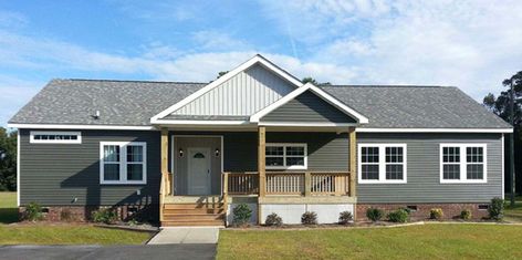 Double Wide Porch Ideas, Modular Home Remodel, Best Modular Homes, Manufactured Home Porch, Double Wide Home, Modular Home Plans, Mobile Home Exteriors, Manufactured Home Remodel, Clayton Homes