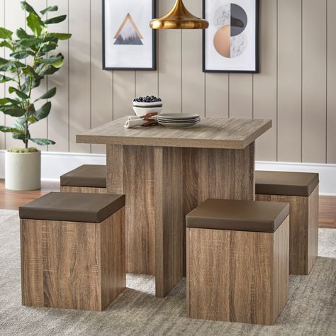 Free 2-day shipping. Buy Mainstays 5-Piece Dexter Dining Set with Storage Ottoman at Walmart.com Transformable Furniture, Breakfast Nook Dining Set, Nook Dining Set, House Shopping, Set Meja Makan, 3 Piece Dining Set, Exterior Makeover, 5 Piece Dining Set, Baseball Equipment