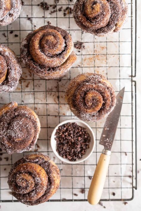 Chocolate Cinnamon Rolls, Morning Buns, Cloudy Kitchen, Chocolate Brioche, Brioche Dough, Bread Pastry, Morning Bun, Chocolate Custard, Desserts Vegan