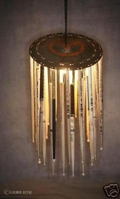 Celebrity Band-Autographed Wind-Chime Chandelier | #19693880 Drum Recycle, Drumhead Art, Drumstick Art, Cymbal Art, Drum Decoration, Dispensary Ideas, Repurposed Pianos, Diy Drum, Drum Craft