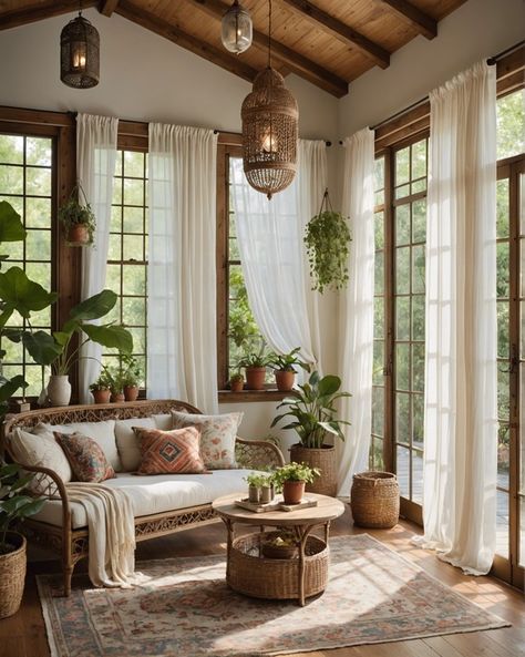 Garden Style Living Room, Sunroom Plant Room, Solarium Living Room, Interior Design Sunroom, Sunroom Ideas With Plants, Sunroom Decorating Ideas Indoor Cozy, Cosy Sunroom, Sunroom Home Office, Mid Century Modern Sunroom