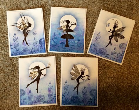 Fairy Cards Handmade, Fairy Cards Ideas, Fairy Scrapbook Ideas, Watercolour Fairy, Fairy Silloettes, Lavinia Fairy Cards, Fairy Greeting Cards, Fantasy Cards, Lavinia Stamps Dancing Fairies