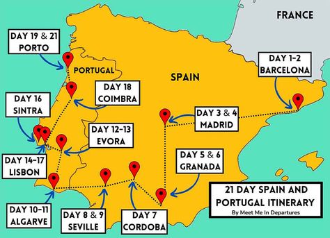 How Many Days in Spain and Portugal? 11 Spain And Portugal Itinerary 10 Days, Portugal Itinerary, Spain Itinerary, Alhambra Palace, Park Güell, Gothic Quarter, South Of Spain, Portugal Travel, Spain And Portugal