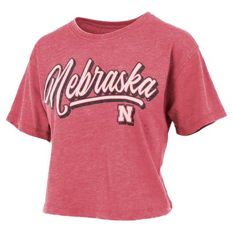 The Women's Pressbox Scarlet Nebraska Huskers Team Script Harlow Vintage Waist Length T-shirt is a must-have for any devoted Nebraska Huskers fan. With its distressed screen print graphics and dropped shoulders, this T-shirt exudes a vintage charm that pays homage to the team's rich history. Whether you're cheering from the stands or simply showing your support, this T-shirt is the perfect way to represent the Nebraska Huskers in style. Short sleeve Machine wash, tumble dry low Imported Crew nec Gameday Couture, Nebraska Huskers, Big Shirt, Quarter Zip Jacket, Wisconsin Badgers, Golf T Shirts, Custom Jerseys, Boyfriend T Shirt, School Shirts