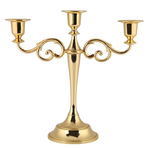 3 Arms Candle Holder - 2 Colors 3 Arms Metal Candle Holder European Style Candelabra Wedding Candlestick Home Decor(Gold) : Amazon.ca: Home Beauty And The Beast Family, Victorian Garden Party, Mini Chapel, Dollar Tree Wedding Centerpieces, Tree Wedding Centerpieces, Candelabra Wedding, Dollar Tree Wedding, Table Presentation, Christmas Homes