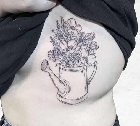 Watering Can Tattoo, Can Tattoo, Basic Tattoos, Tattoos For Lovers, Flowers Tattoo, Water Flowers, Tattoo You, Watering Can, Flower Tattoos