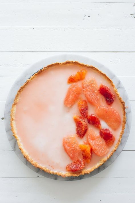 Grapefruit Coconut Panna Cotta Tart Panna Cotta Tart, Coconut Panna Cotta, Grapefruit Recipes, Citrus Desserts, Tropical Desserts, Crumble Pie, Tart Dough, Panna Cotta Recipe, Dairy Free Treats