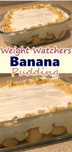 Weight Watchers Banana Pudding Recipe, Weight Watcher Desserts, Banana Pudding Recipe, Weight Watchers Meal Plans, Weight Watchers Recipes Desserts, Weight Watchers Snacks, Ww Desserts, Weight Watchers Desserts, Low Calorie Desserts