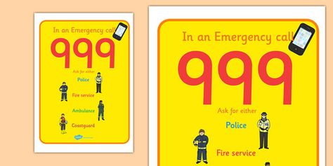 * NEW * People Who Help Us Call 999 Poster Coastguard 999 Poster, People Who Help Us, Primary Resources, Emergency Call, Fire Service, Emergency Service, New People, Teaching Ideas, Teaching Resources