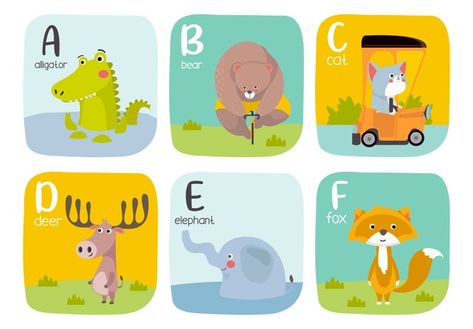 Alphabet printable flashcards vector col... | Premium Vector #Freepik #vector #tree #car #nature #character Car Nature, Vector Alphabet, Printable Flashcards, Lettering Download, Printable Flash Cards, Picture Illustration, Animal Alphabet, Premium Vector, Graphic Resources