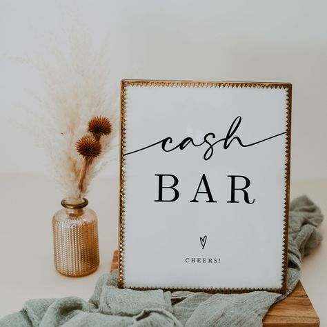 Minimalist Cash Bar Wedding Sign  Zazzle Cash Bar Wedding, Bar Wedding Sign, Bar Ad, Bar Wedding, Wedding Bar, Create Sign, Wedding Sign, Wedding Signs, Created By