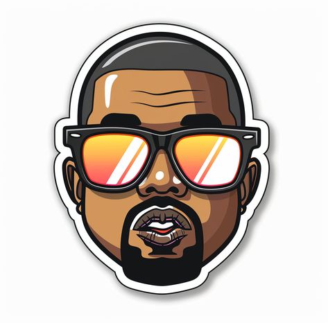 #VectorSticker #KanyeWest #BigSunglasses #SurprisedExpression #CuteCartoonStyle #SimpleLines #BoldOutlines #CharacterConcept #TheCandie Kanye West Cartoon, Surprised Expression, Inspirational Digital Art, Big Sunglasses, Cartoon Style, Simple Lines, Kanye West, Iphone Background, Dark Colors