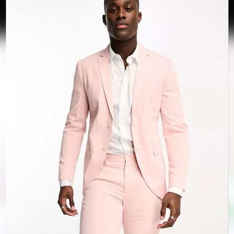 Nwt Men's Slim N Pastel Pink Blazer Asos Pastel Pink Blazer, Male Dress, Pink Blazer, Fitted Suit, Dress Code, Sport Coat, Dress Codes, Jack Jones, Pastel Pink